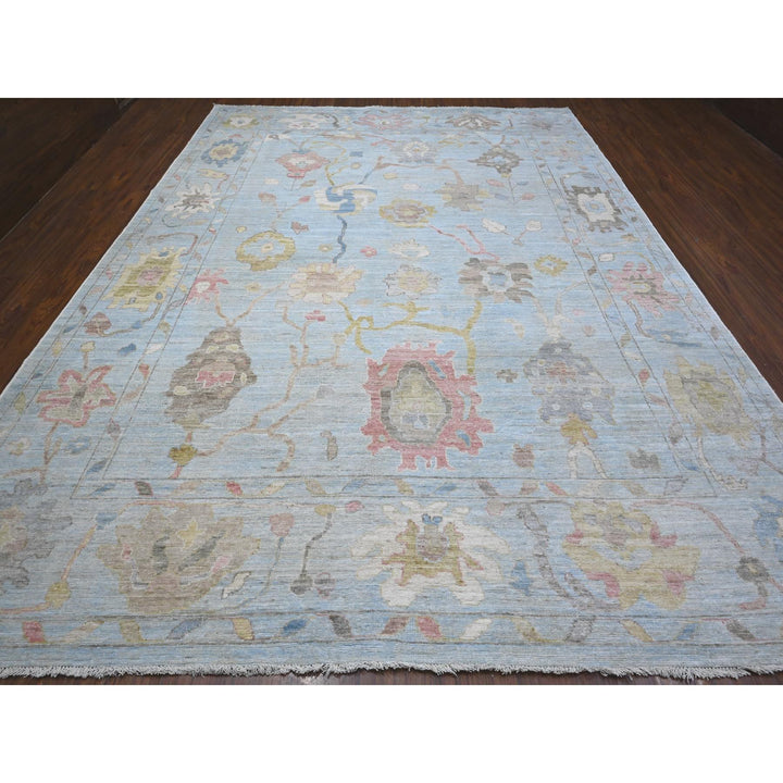 10'0" x 13'6" New Hand Knotted Blue Wool Rectangle Oriental Rug - MOA10289150