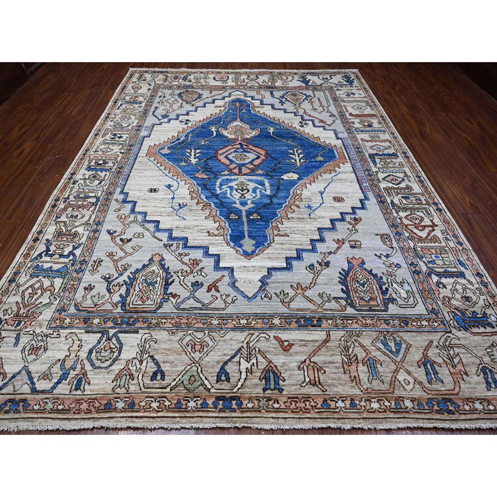 8'10" x 11'9" New Hand Knotted Grey Wool Rectangle Oriental Rug - MOA10289151