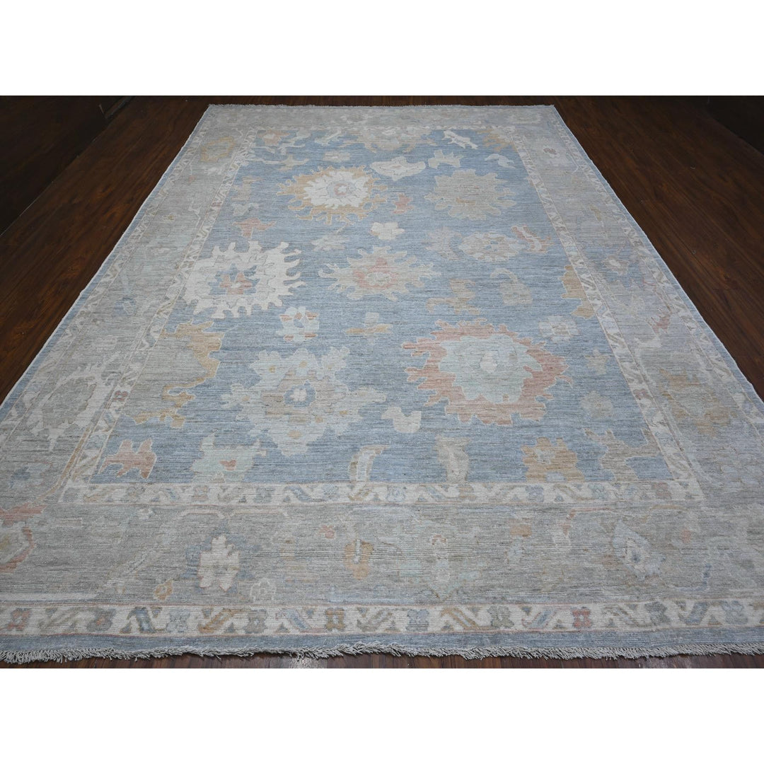 9'8" x 13'5" New Hand Knotted Grey Wool Rectangle Oriental Rug - MOA10289153