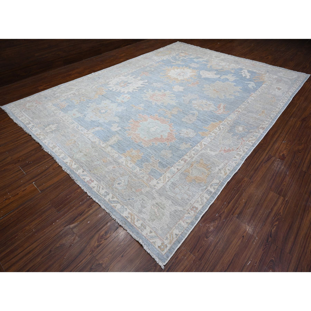 9'8" x 13'5" New Hand Knotted Grey Wool Rectangle Oriental Rug - MOA10289153