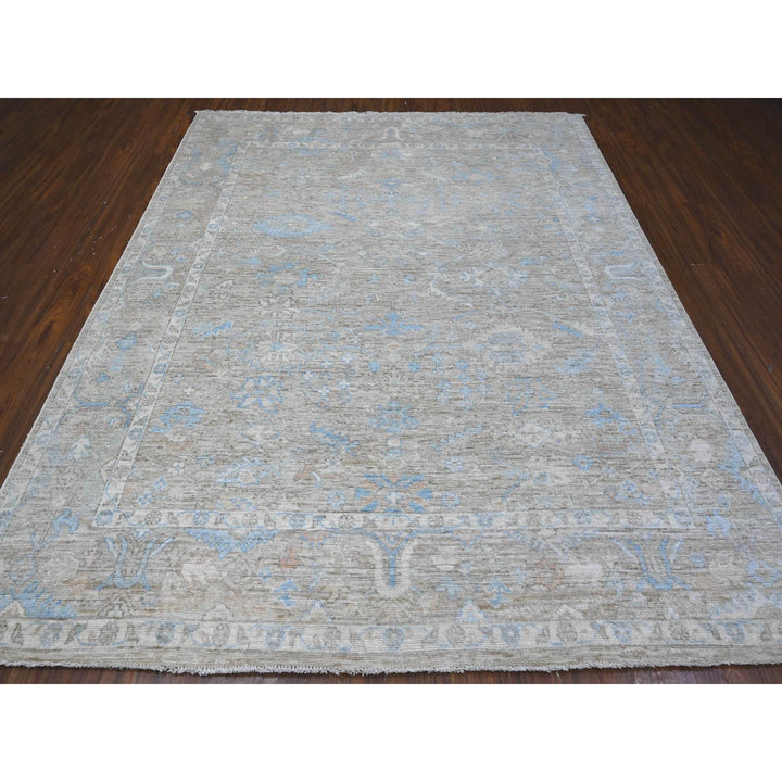 7'9" x 9'5" New Hand Knotted Grey Wool Rectangle Oriental Rug - MOA10289154