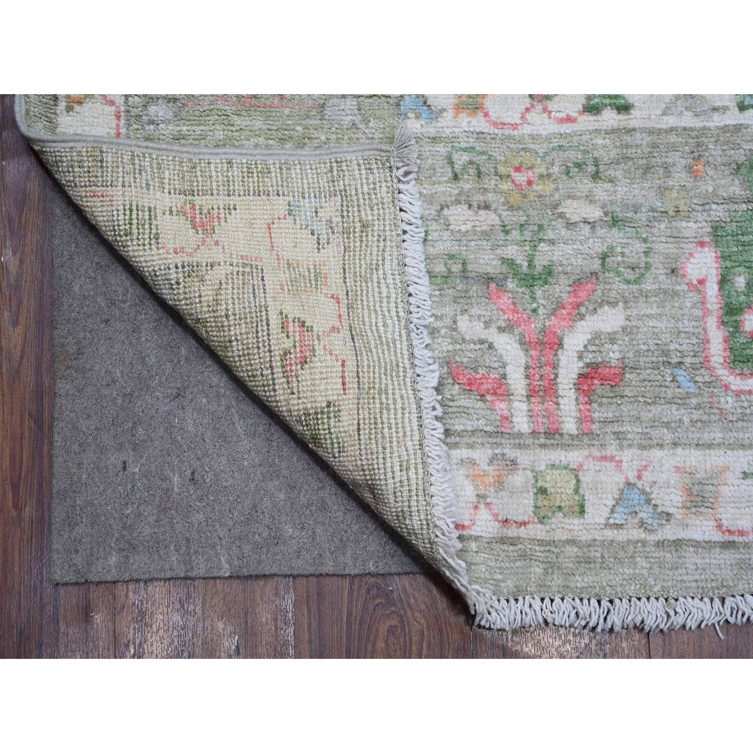 7'8" x 9'10" New Hand Knotted Green Wool Rectangle Oriental Rug - MOA10289155