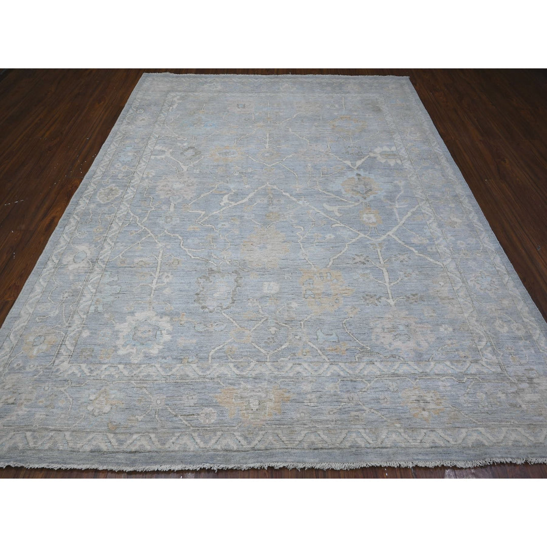 8'1" x 9'11" New Hand Knotted Grey Wool Rectangle Oriental Rug - MOA10289156