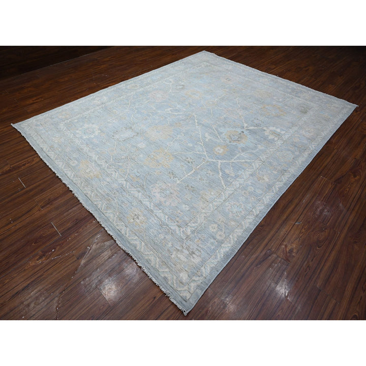 8'1" x 9'11" New Hand Knotted Grey Wool Rectangle Oriental Rug - MOA10289156