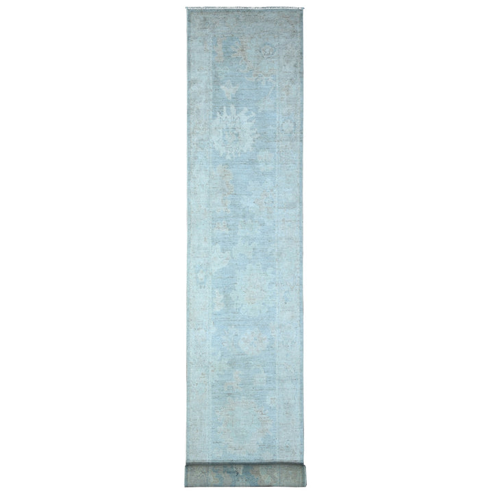 2'9" x 19'6" New Hand Knotted Grey Wool Runner Oriental Rug - MOA10289157