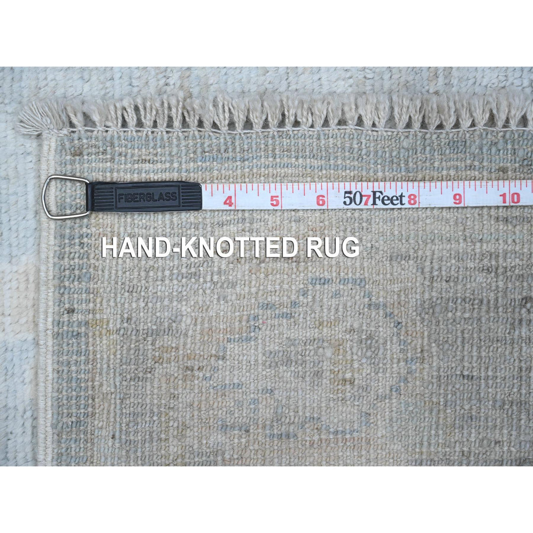 2'9" x 19'6" New Hand Knotted Grey Wool Runner Oriental Rug - MOA10289157