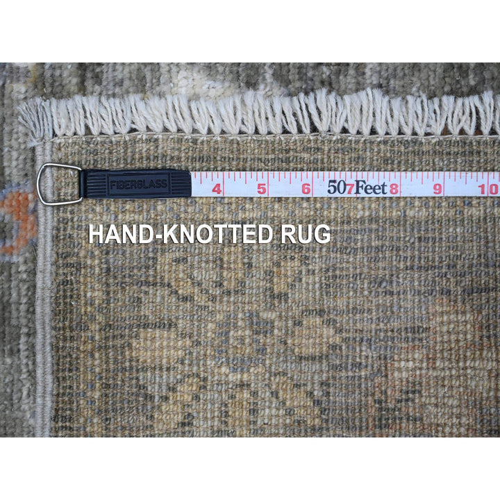 2'7" x 6'1" New Hand Knotted Grey Wool Runner Oriental Rug - MOA10289159