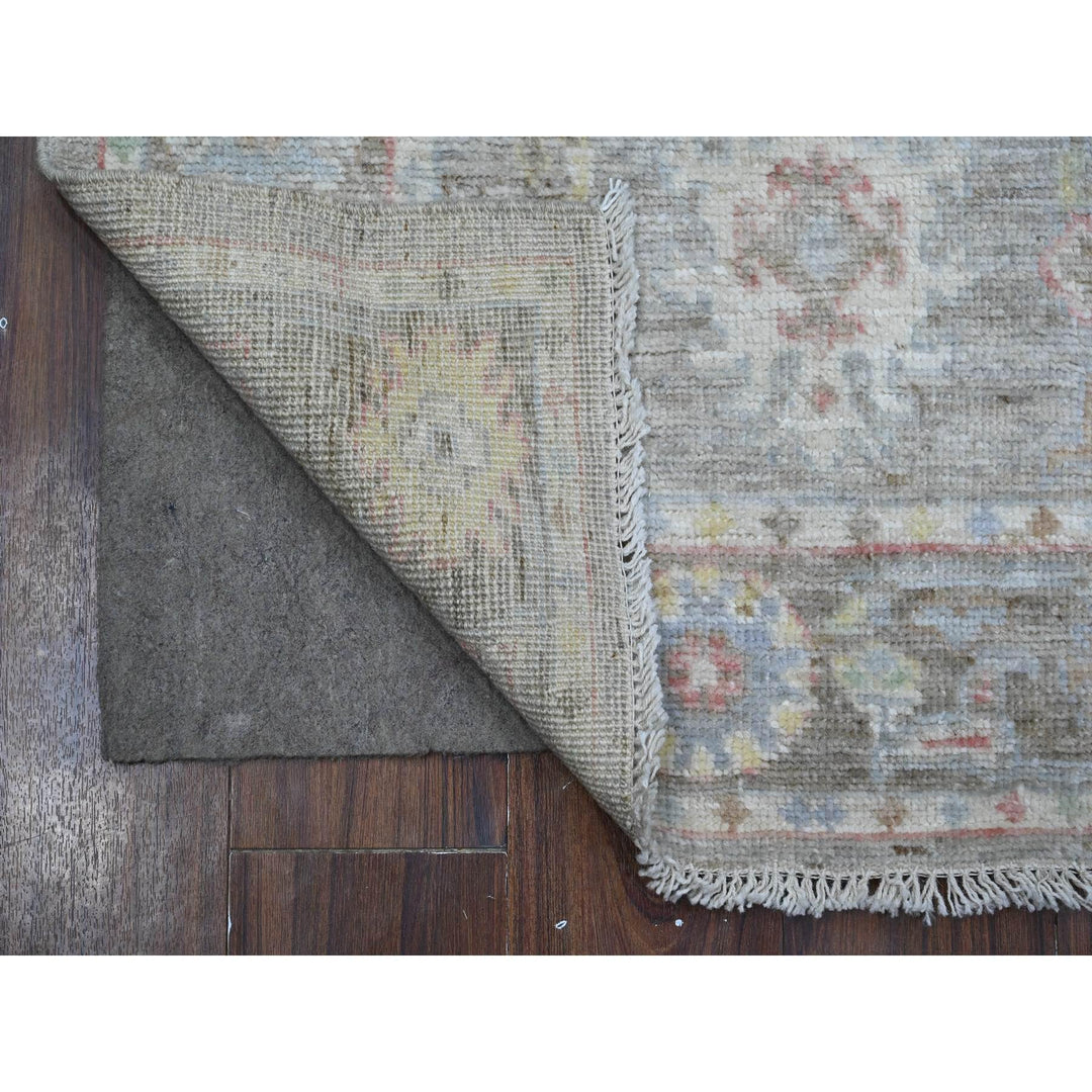 2'10" x 7'10" New Hand Knotted Grey Wool Runner Oriental Rug - MOA10289160