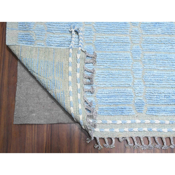 11'9" x 15'1" New Hand Knotted Blue Wool Rectangle Oriental Rug - MOA10289169