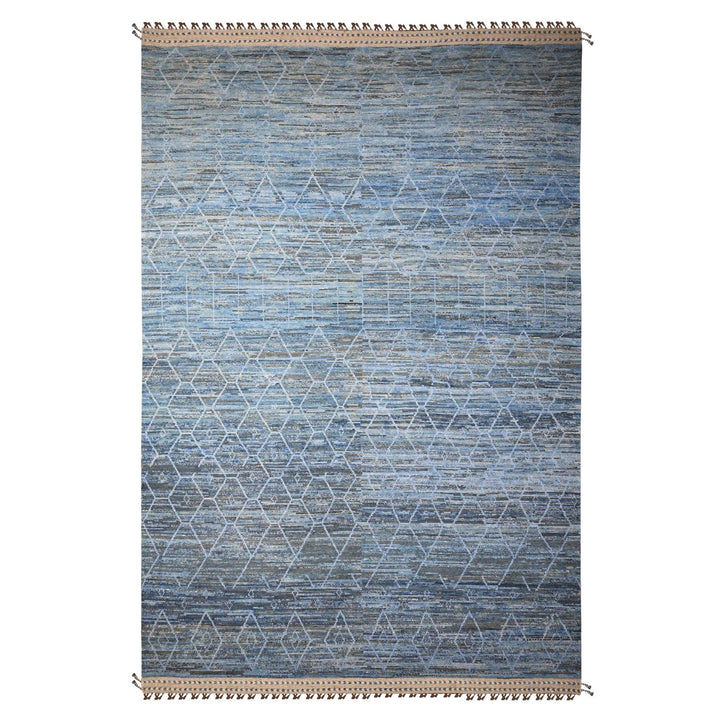 12'0" x 18'5" New Hand Knotted Blue Wool Rectangle Oriental Rug - MOA10289170