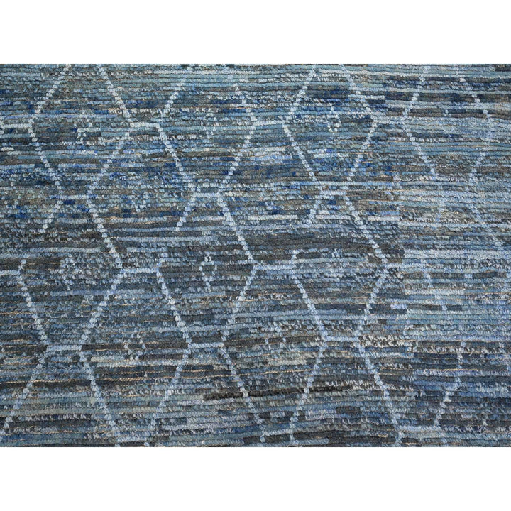 12'0" x 18'5" New Hand Knotted Blue Wool Rectangle Oriental Rug - MOA10289170