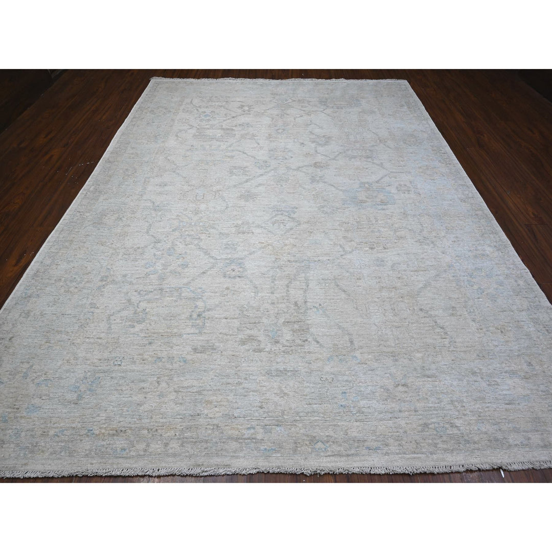 8'11" x 11'8" New Hand Knotted Ivory Wool Rectangle Oriental Rug - MOA10289171