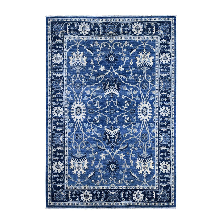 5'11" x 8'10" New Hand Knotted Blue Cotton Rectangle Oriental Rug - MOA10289176