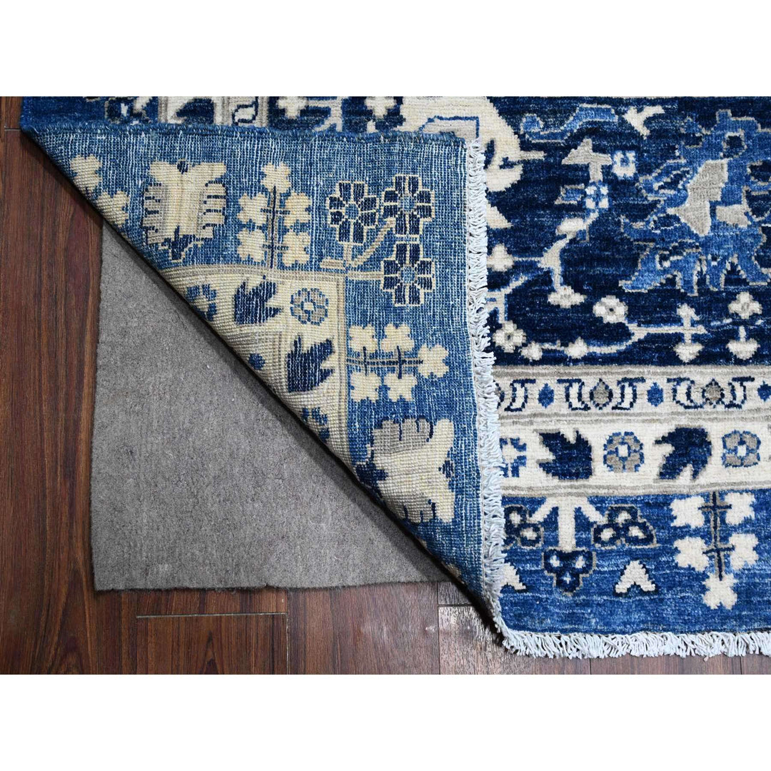 11'10" x 14'5" New Hand Knotted Blue Wool Rectangle Oriental Rug - MOA10289177