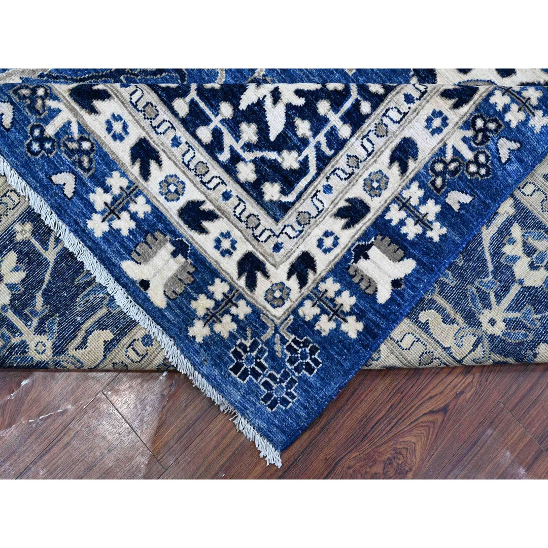 11'10" x 14'5" New Hand Knotted Blue Wool Rectangle Oriental Rug - MOA10289177