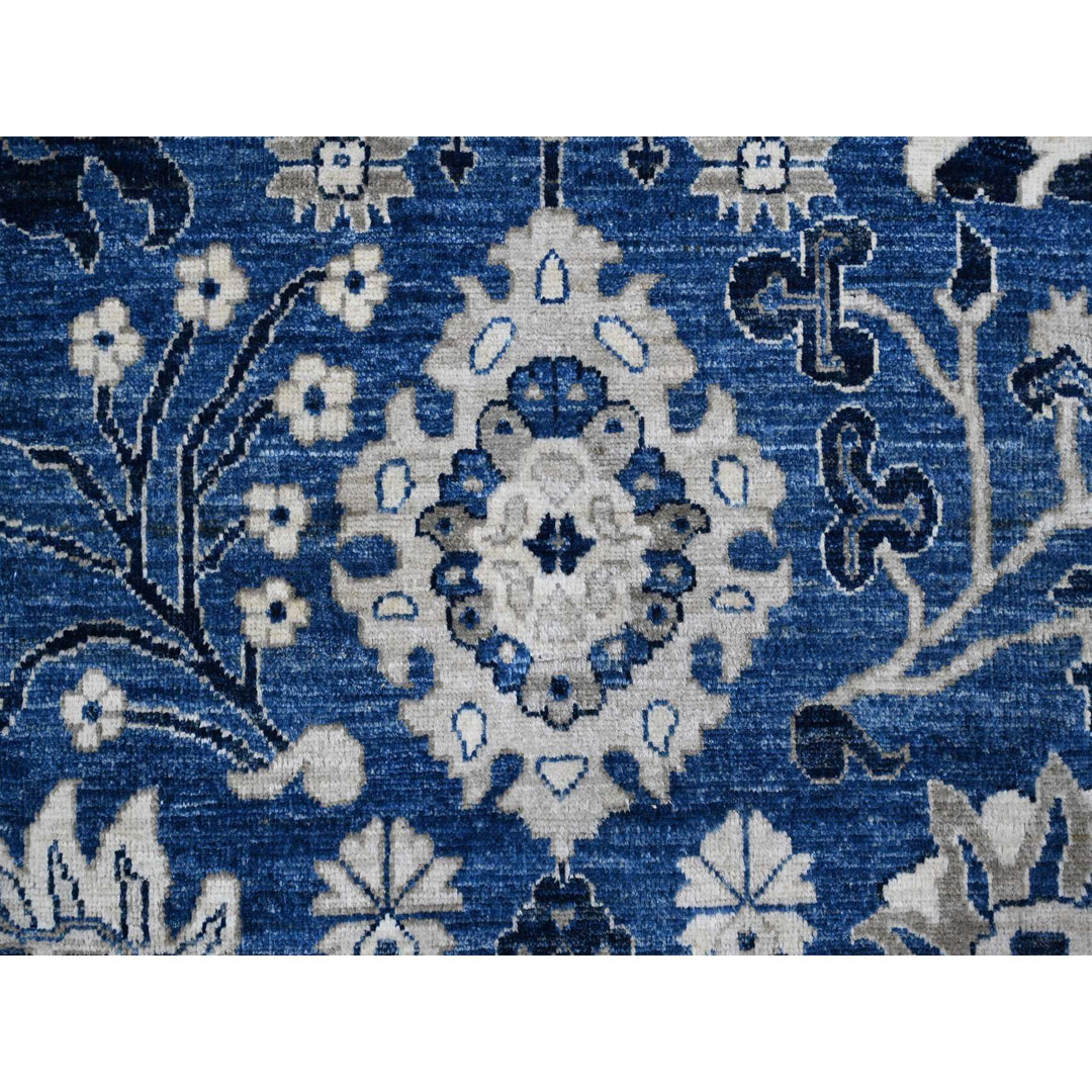 11'10" x 14'5" New Hand Knotted Blue Wool Rectangle Oriental Rug - MOA10289177