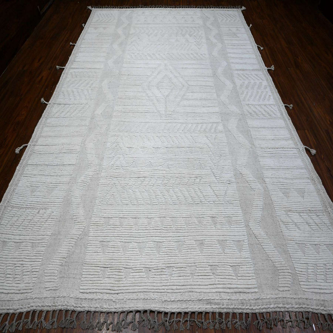 8'10" x 12'3" New Hand Knotted Grey Wool Rectangle Oriental Rug - MOA10289182