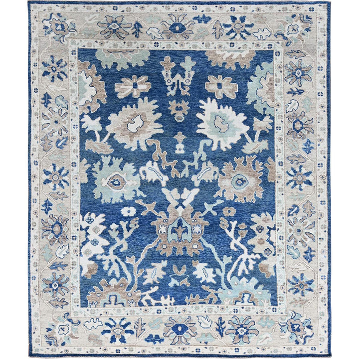 8'2" x 10'1" New Hand Knotted Blue Wool Rectangle Oriental Rug - MOA102891