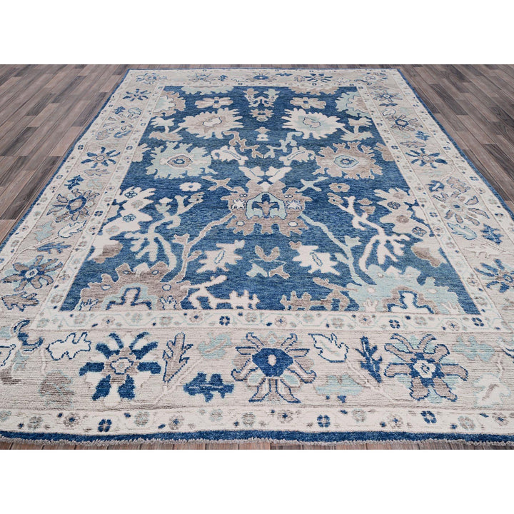8'2" x 10'1" New Hand Knotted Blue Wool Rectangle Oriental Rug - MOA102891