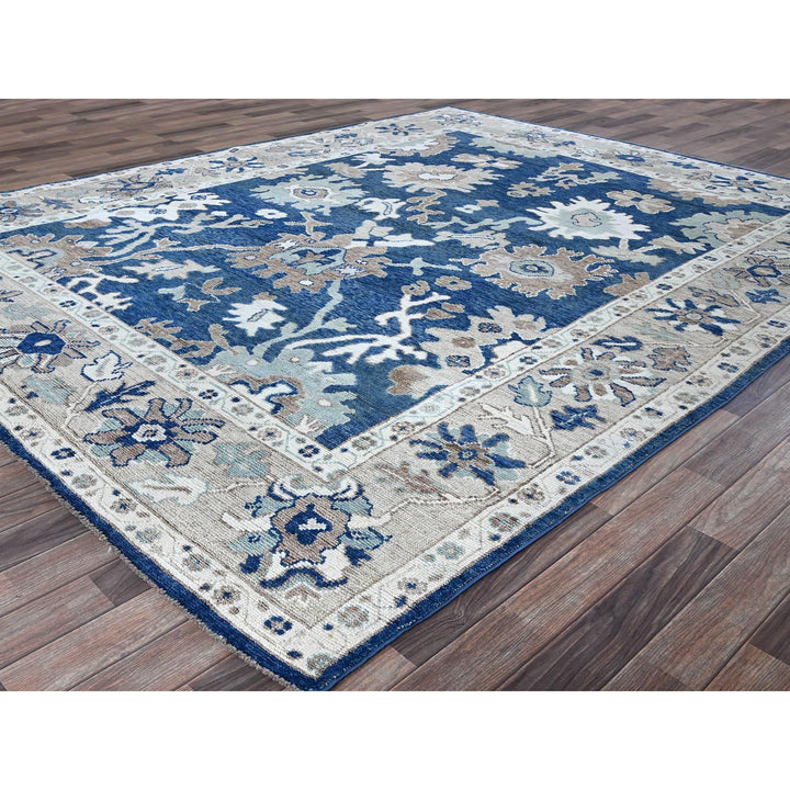 8'2" x 10'1" New Hand Knotted Blue Wool Rectangle Oriental Rug - MOA102891