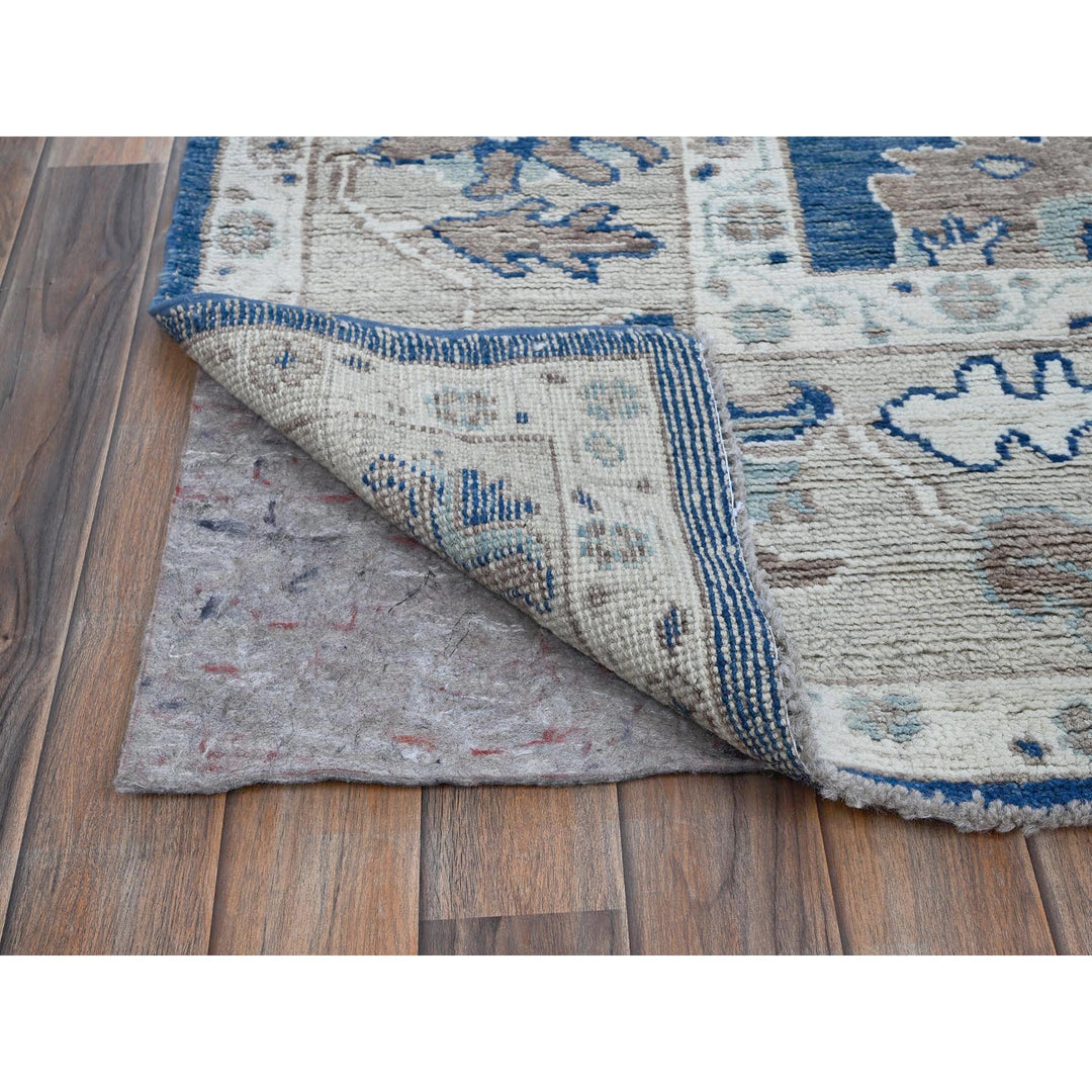 8'2" x 10'1" New Hand Knotted Blue Wool Rectangle Oriental Rug - MOA102891