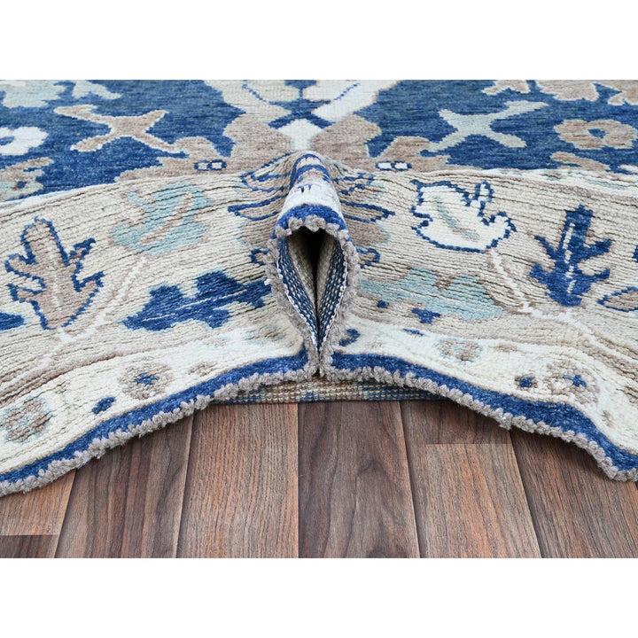 8'2" x 10'1" New Hand Knotted Blue Wool Rectangle Oriental Rug - MOA102891