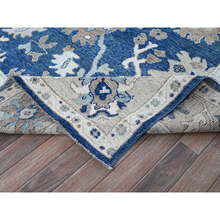 8'2" x 10'1" New Hand Knotted Blue Wool Rectangle Oriental Rug - MOA102891