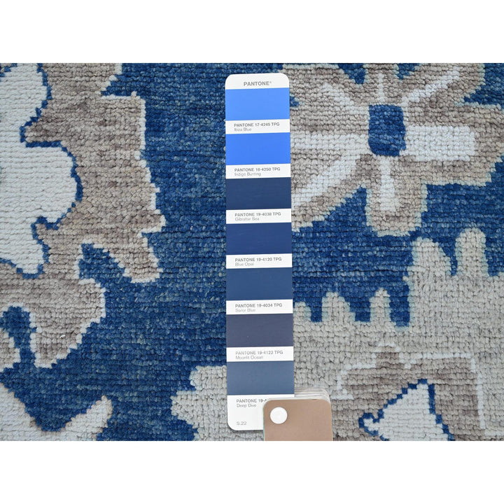 8'2" x 10'1" New Hand Knotted Blue Wool Rectangle Oriental Rug - MOA102891