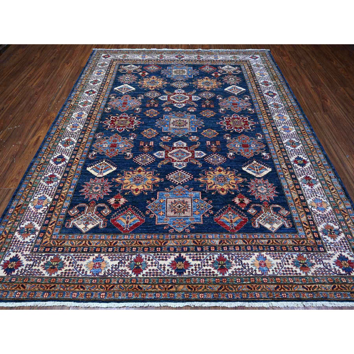 8'2" x 9'10" New Hand Knotted Blue Wool Rectangle Oriental Rug - MOA10289201