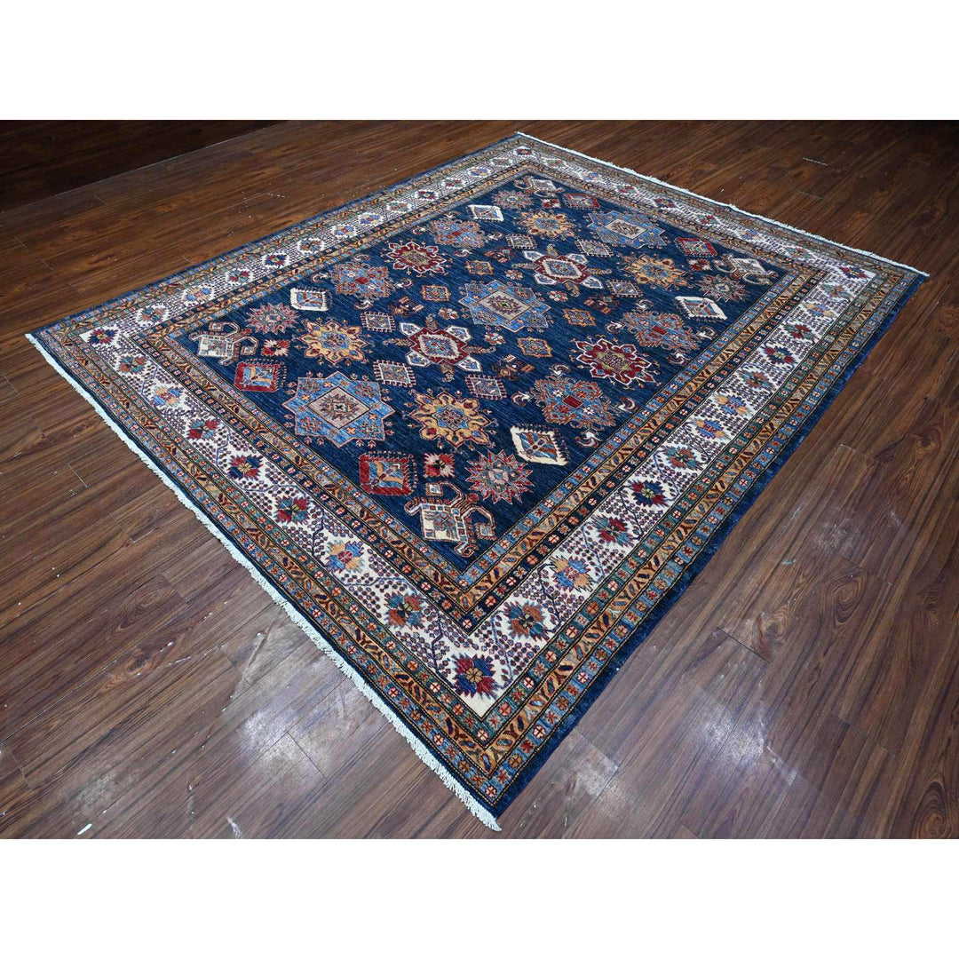 8'2" x 9'10" New Hand Knotted Blue Wool Rectangle Oriental Rug - MOA10289201