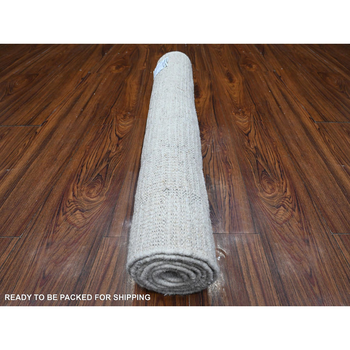 2'10" x 5'6" New Hand Knotted Ivory Wool Runner Oriental Rug - MOA10289207