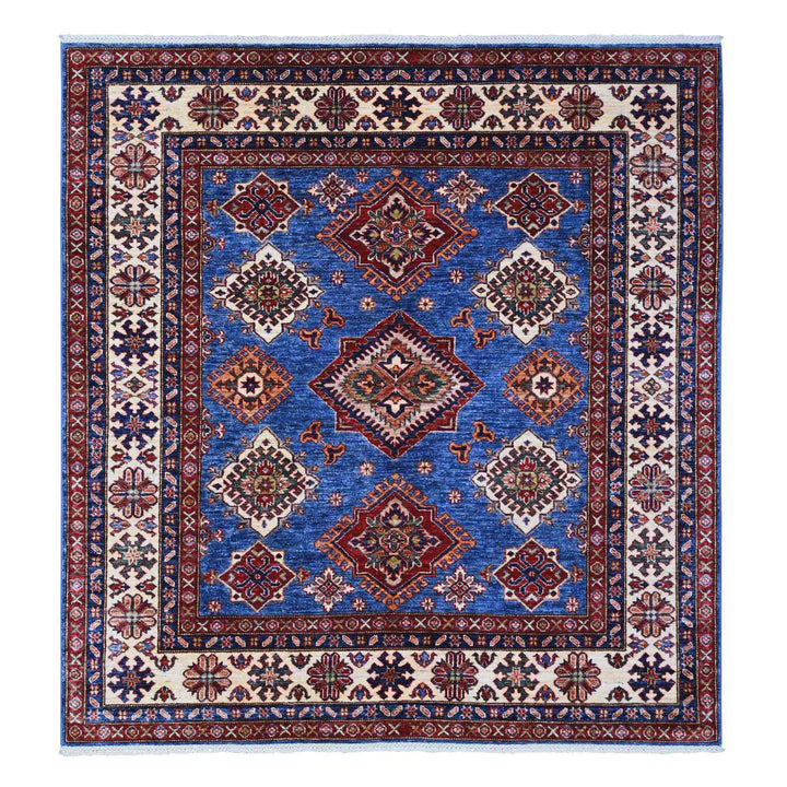 6'0" x 6'4" New Hand Knotted Blue Cotton Square Oriental Rug - MOA10289211