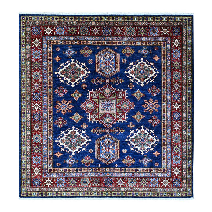 6'0" x 6'5" New Hand Knotted Blue Wool Square Oriental Rug - MOA10289212