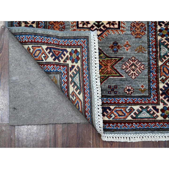 2'5" x 6'10" New Hand Knotted Grey Wool Runner Oriental Rug - MOA10289219