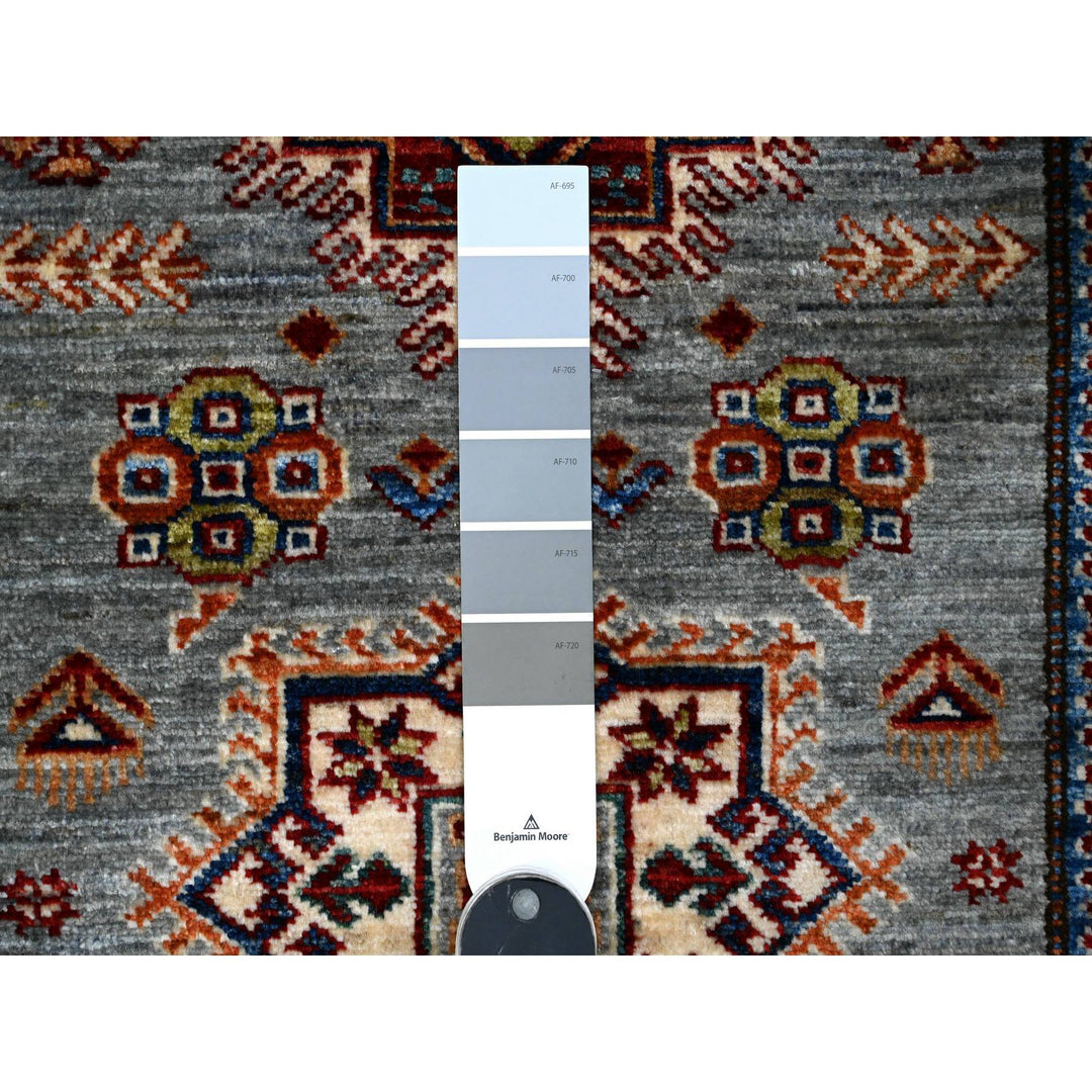 2'5" x 6'10" New Hand Knotted Grey Wool Runner Oriental Rug - MOA10289219