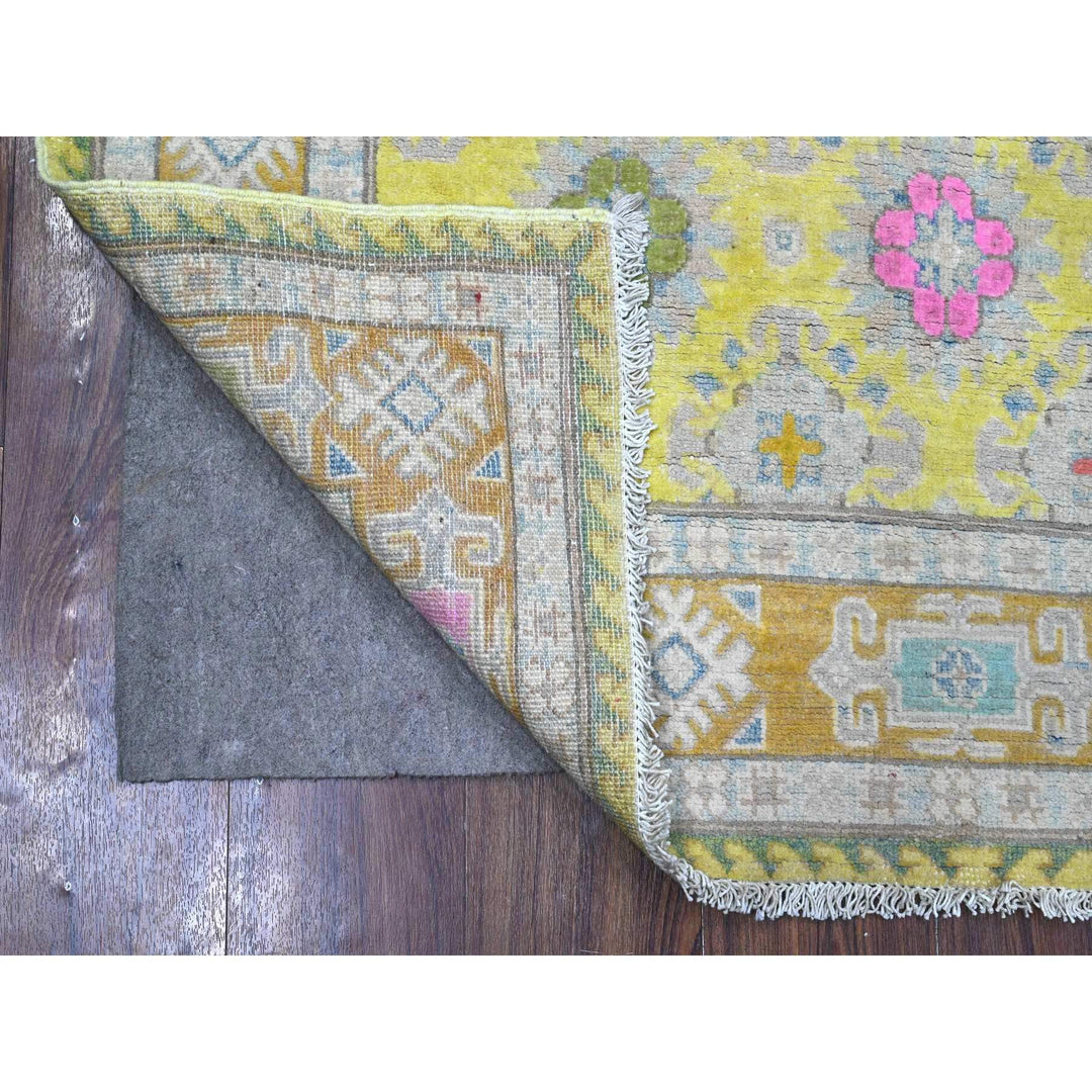 4'1" x 5'9" New Hand Knotted Green Cotton Rectangle Oriental Rug - MOA10289234