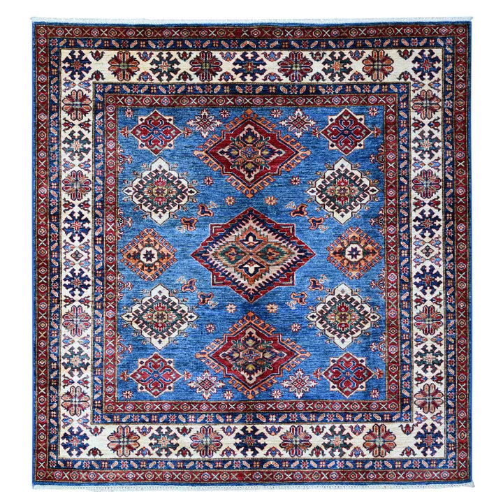 6'0" x 6'3" New Hand Knotted Blue Cotton Square Oriental Rug - MOA10289256