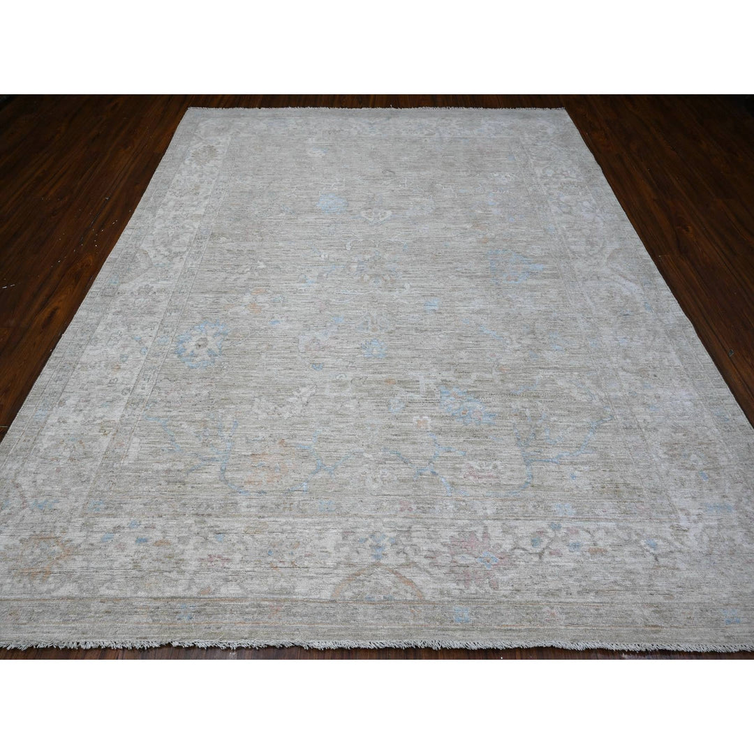 8'3" x 9'10" New Hand Knotted Grey Wool Rectangle Oriental Rug - MOA10289258