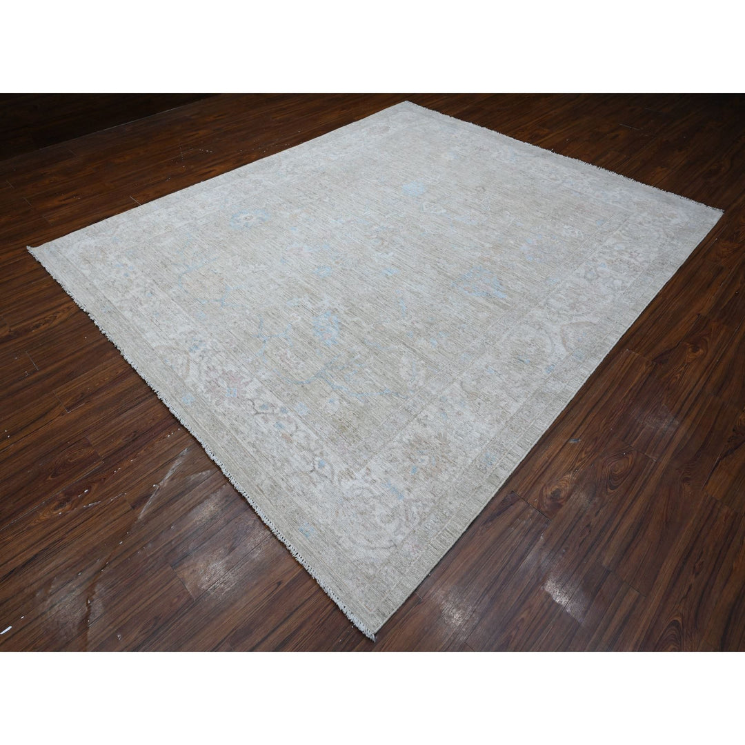 8'3" x 9'10" New Hand Knotted Grey Wool Rectangle Oriental Rug - MOA10289258