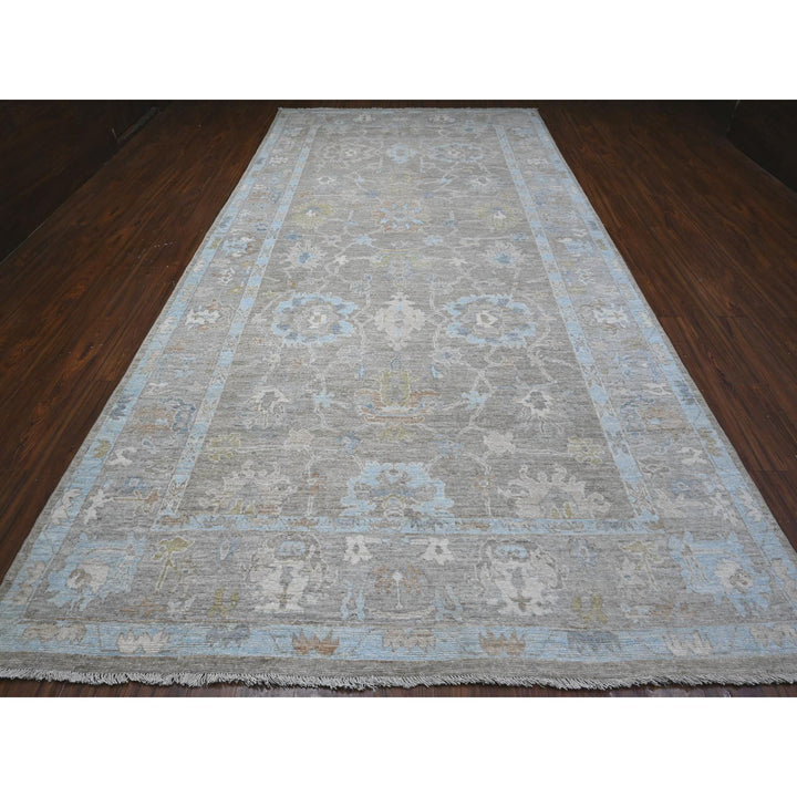 8'0" x 15'7" New Hand Knotted Grey Wool Rectangle Oriental Rug - MOA10289261