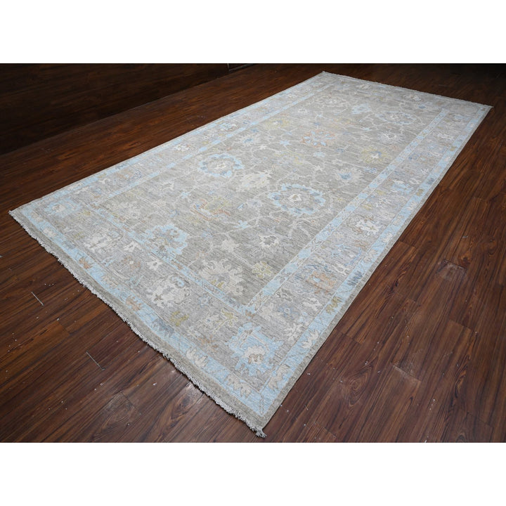 8'0" x 15'7" New Hand Knotted Grey Wool Rectangle Oriental Rug - MOA10289261