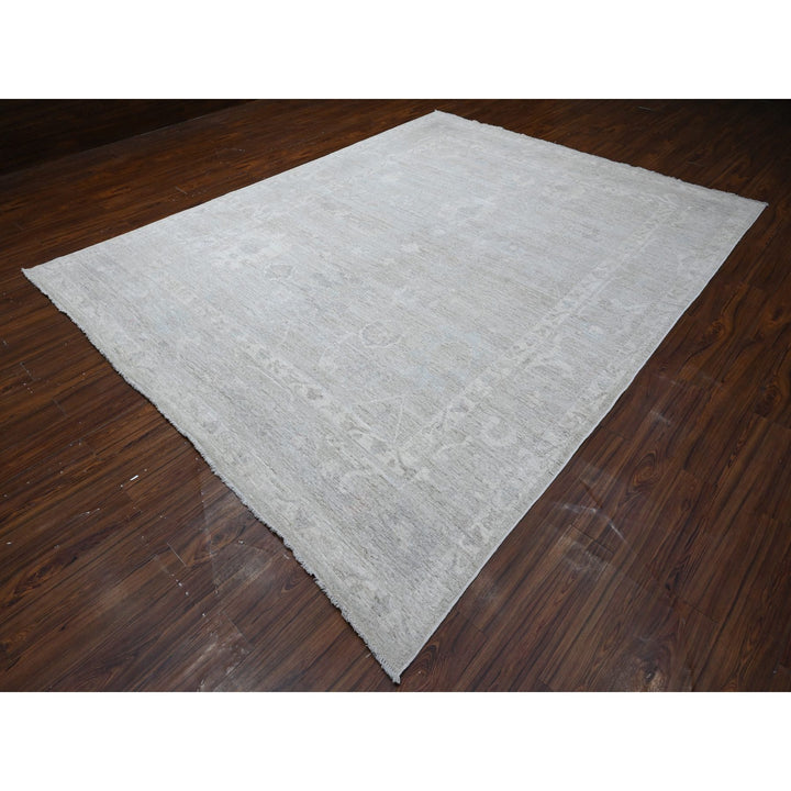 8'10" x 11'5" New Hand Knotted Grey Wool Rectangle Oriental Rug - MOA10289264