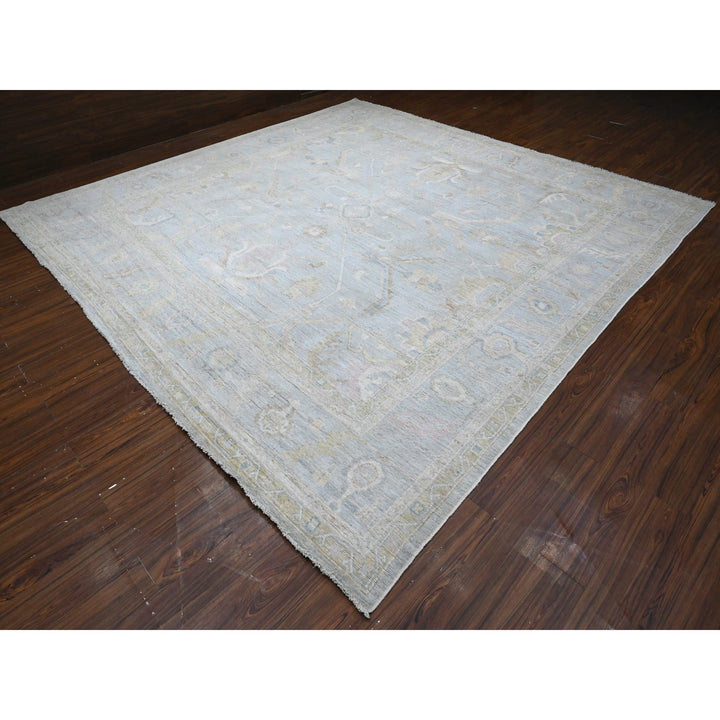 11'8" x 11'7" New Hand Knotted Blue Wool Square Oriental Rug - MOA10289273