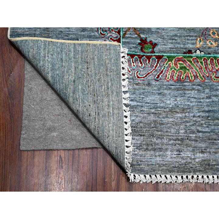 8'10" x 11'11" New Hand Knotted Grey Wool Rectangle Oriental Rug - MOA10289277