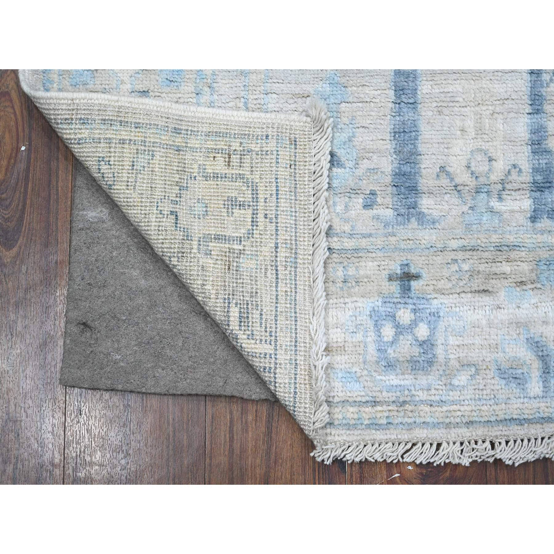 2'9" x 7'9" New Hand Knotted Grey Wool Runner Oriental Rug - MOA10289278