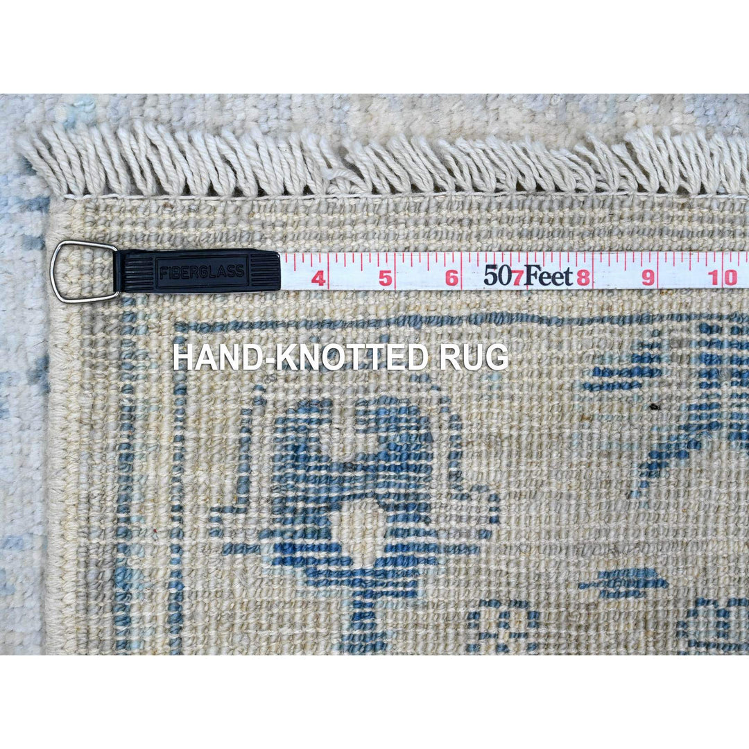 2'9" x 7'9" New Hand Knotted Grey Wool Runner Oriental Rug - MOA10289278