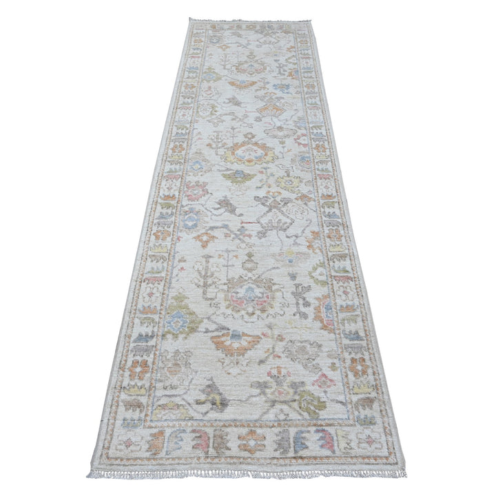 2'10" x 9'11" New Hand Knotted Ivory Wool Runner Oriental Rug - MOA10289283