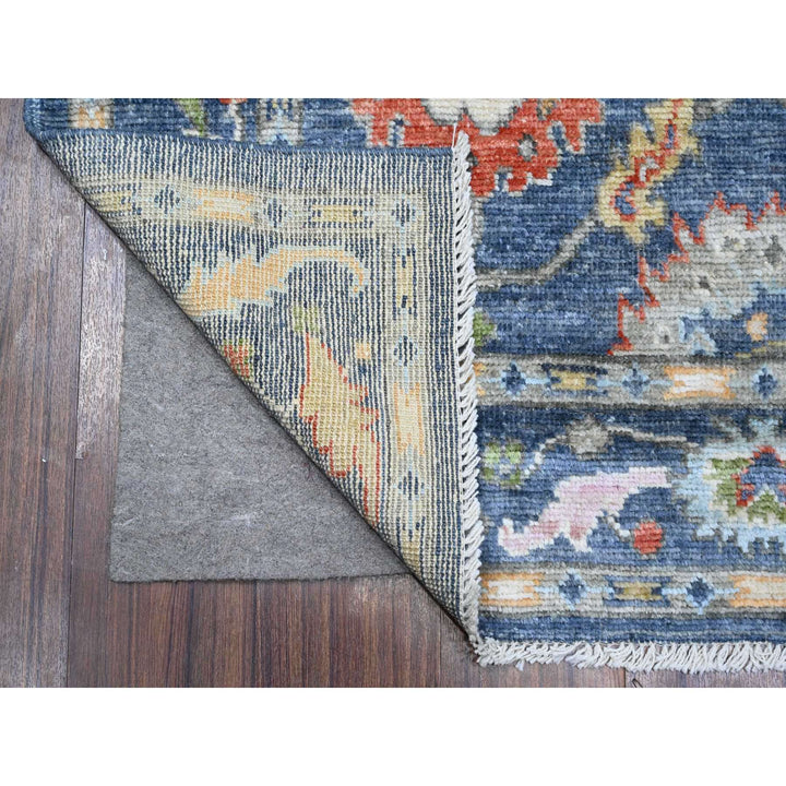 4'1" x 10'7" New Hand Knotted Blue Wool Runner Oriental Rug - MOA10289291