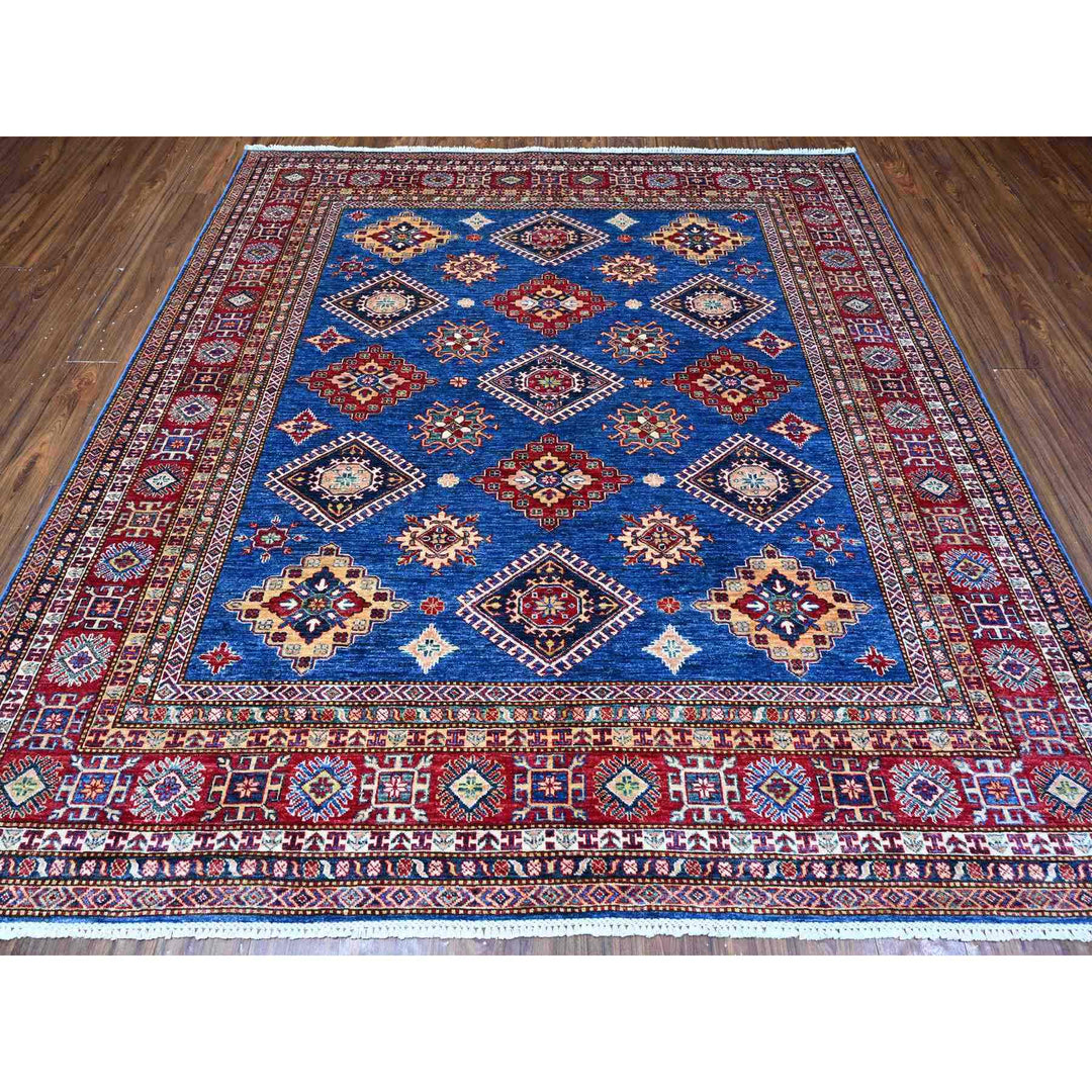 8'1" x 8'6" New Hand Knotted Blue Wool Square Oriental Rug - MOA10289293