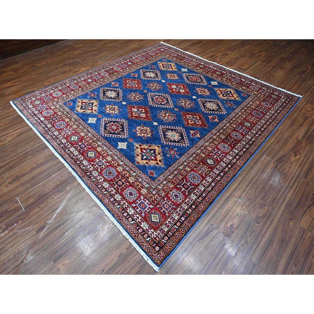 8'1" x 8'6" New Hand Knotted Blue Wool Square Oriental Rug - MOA10289293